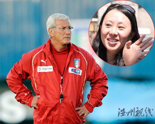 意大利主帥里皮(小圖為央視記者陸幽)