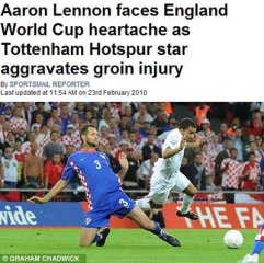 <b>熱刺飛翼腹股溝傷勢惡化 世界杯夢想已岌岌可危</b>