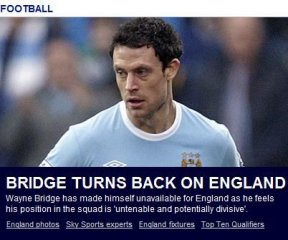 布里奇難與特里共存 宣布不會加入英格蘭國家隊