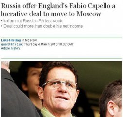 俄足協2倍年薪求賢 卡佩羅世界杯后或赴俄羅斯