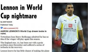 列儂傷病纏身難復出 若無奇跡將無緣南非世界杯