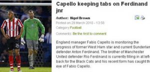 三獅出征南非打造兄弟連 卡佩羅觀察小費迪南德