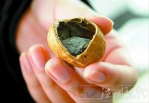 鄭州驚現“水泥核桃” 鄭州假核桃里裝水泥塊殼用膠
