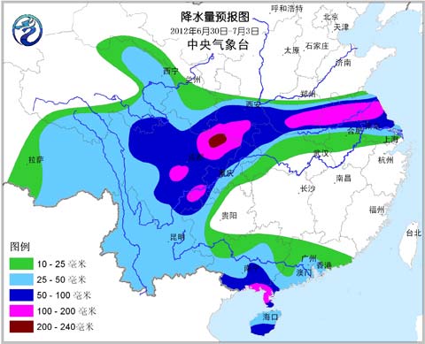 今起至7月3日四川至黃淮有較強降雨