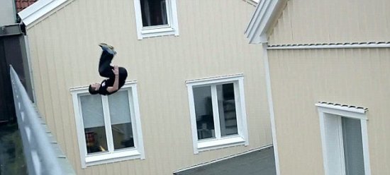 瑞典跑酷高手失誤