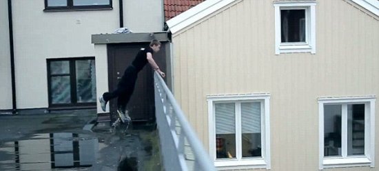 瑞典跑酷高手失誤