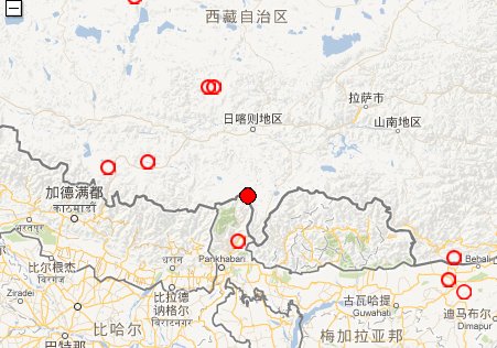 2012年12月21日西藏崗巴縣發生3.2級地震