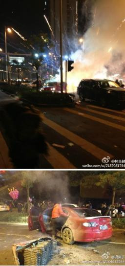 馬自達煙花自爆被毀