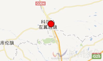 通遼市科爾沁左翼后旗地震震中位置