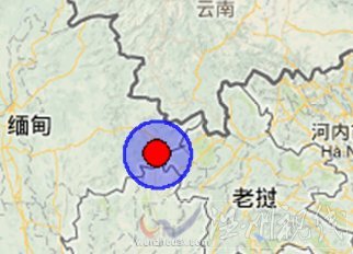 2013年5月7日緬甸地震震中位置圖