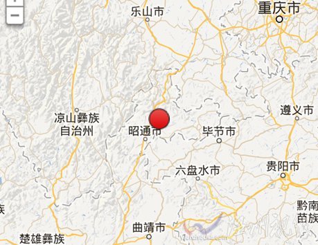 彝良縣和威寧縣地震震中位置圖
