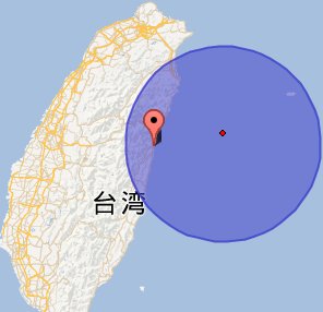 5月29日臺灣花蓮縣地震震中位置圖