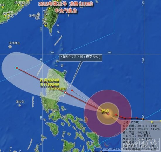 11號臺風尤特路徑圖