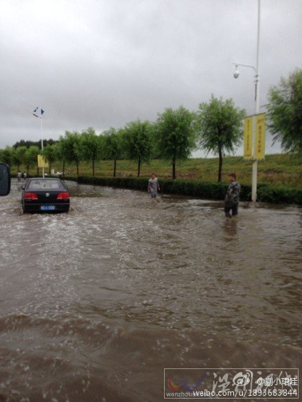 佳木斯降雨使道路出現積水阻礙交通