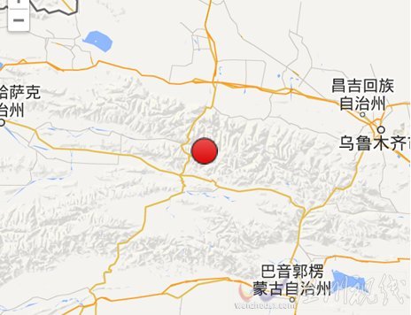 和靜縣地震震中示意圖