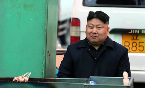 沈陽一名賣羊肉串的男子像金正恩