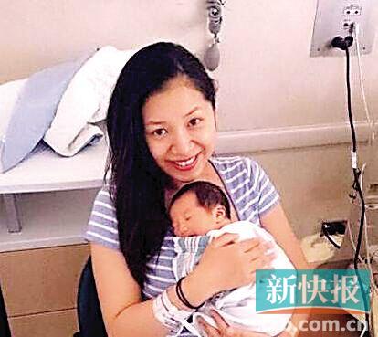 侯湘婷在美國產女照片