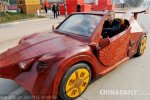 紅木跑車 江西農(nóng)民用紅木自制敞篷跑車
