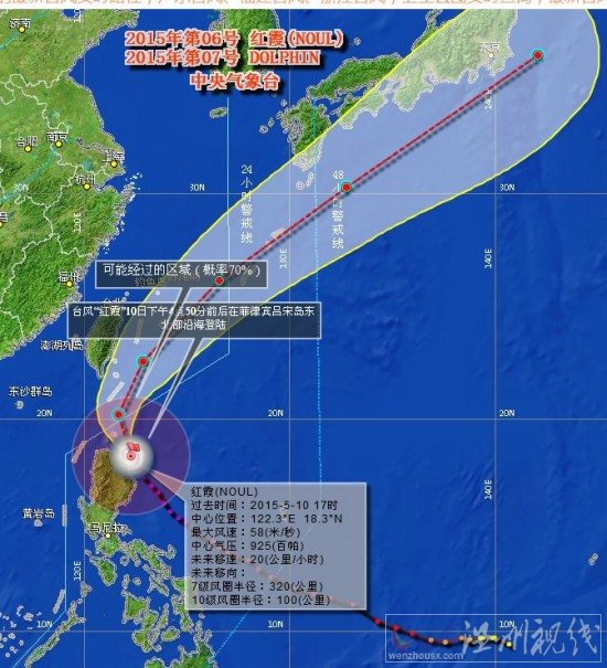 臺風紅霞路徑圖