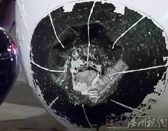 美國一架客機在飛行時遭遇冰雹襲擊