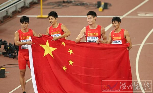 世錦賽男子百米接力中國摘銀