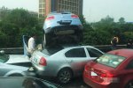 杭甬高速車禍兩車疊羅漢