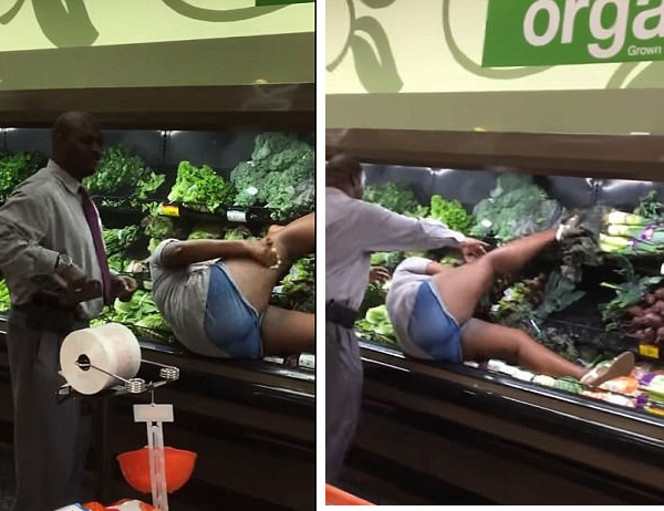 美國超市驚現女子泡&ldquo;蔬菜浴&rdquo; 疑似嗑藥發瘋