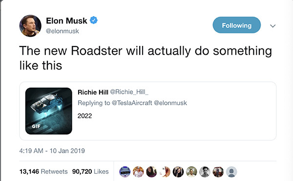 特斯拉新跑車能飛