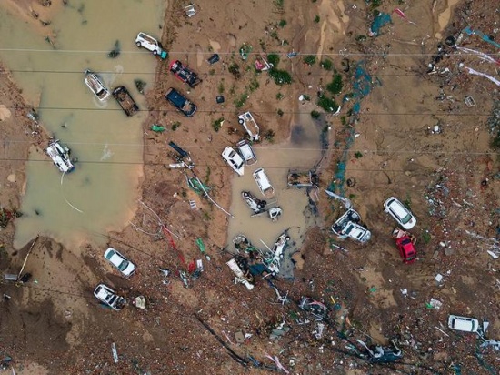 河南省鞏義縣米河鎮洪災嚴重