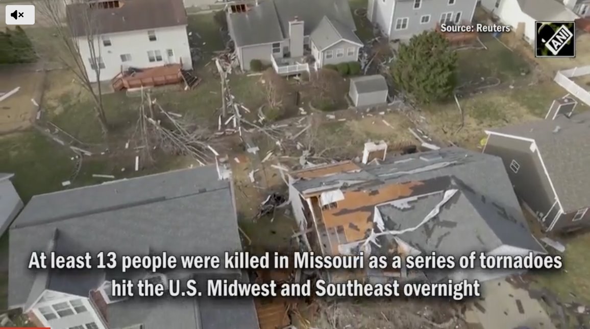 龍卷風席卷美國中部，造成至少14人死亡，數十人受傷。